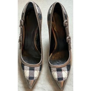 BURBERRY Quilted Fabric Nova Check Leather Heels